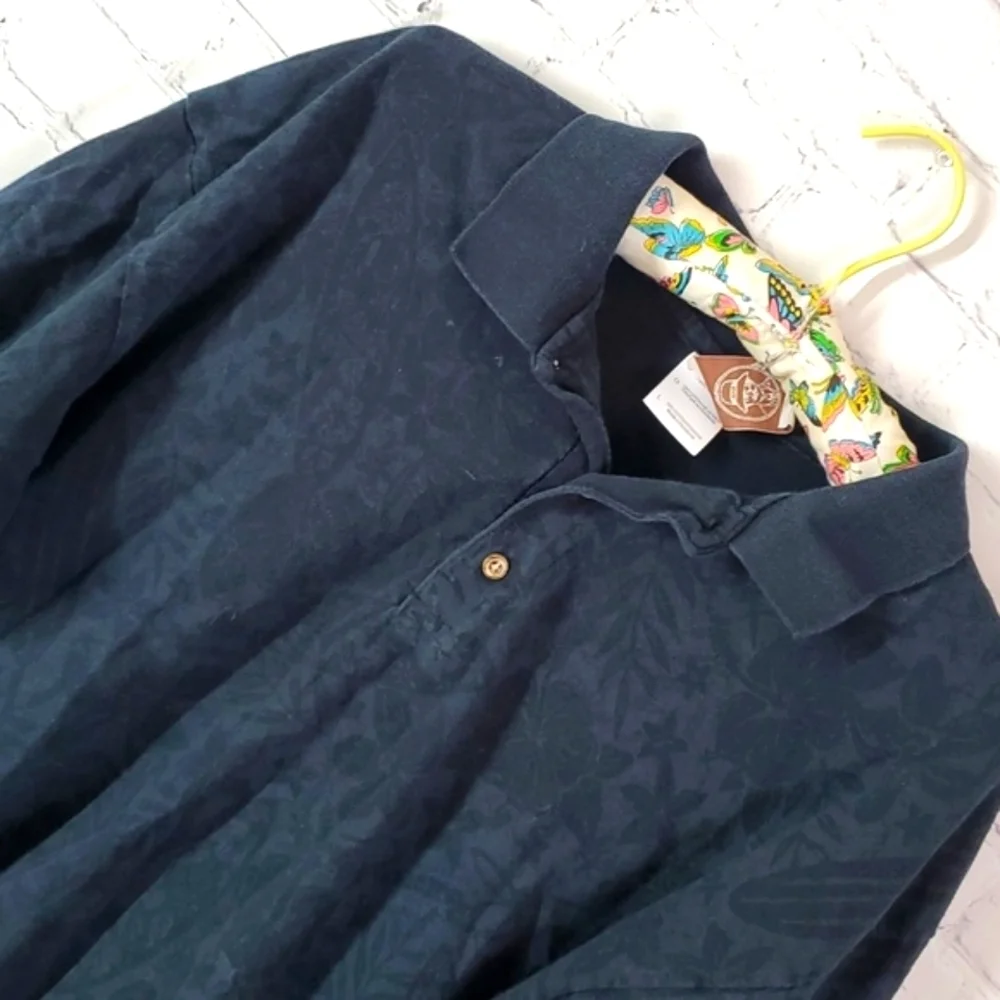 Panama Jack Sea Surf Tropical Beach Print Black Short Sleeve Polo Men's Size L - Picture 10 of 17
